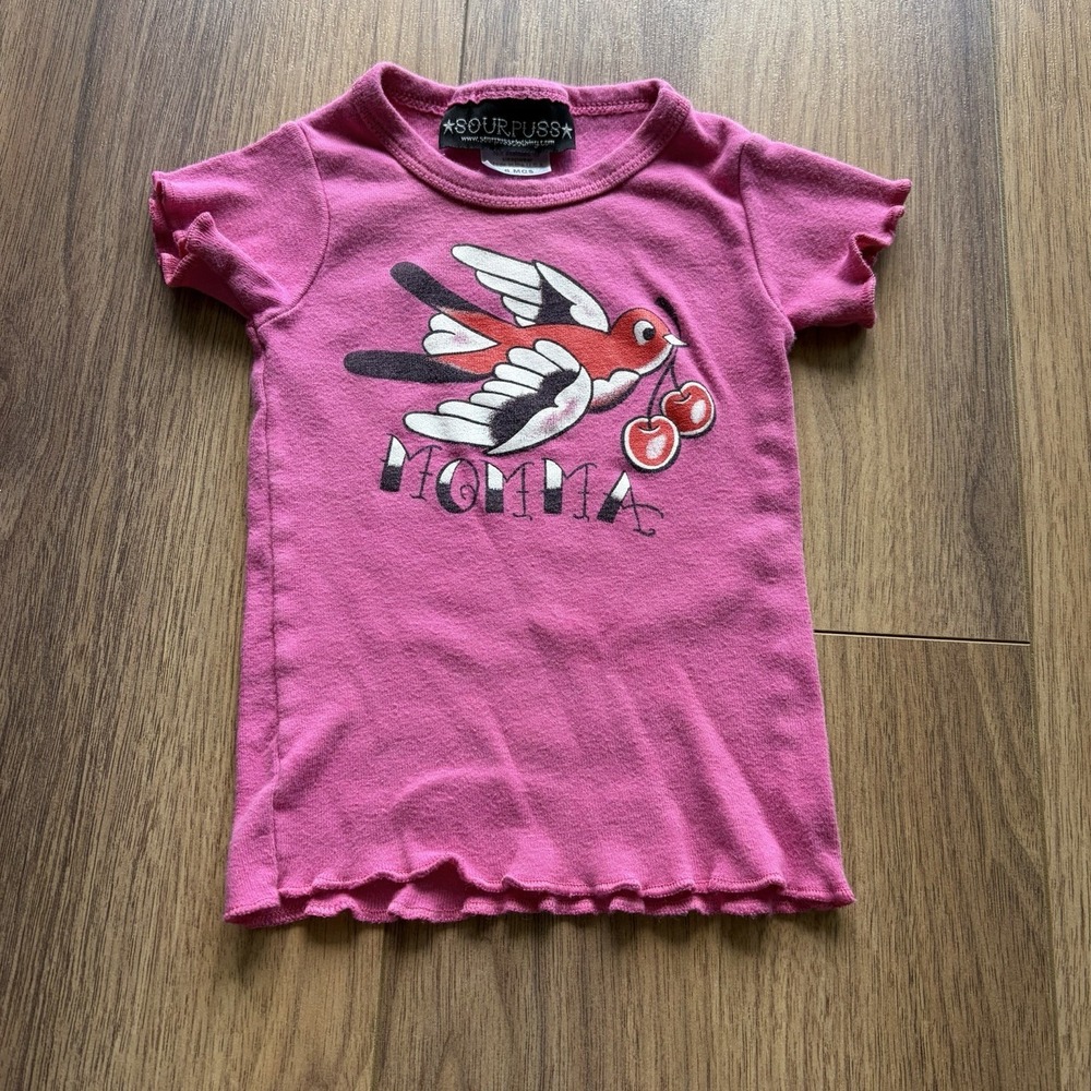 VTG Sourpuss Kids Y2K T Shirt Pink Momma Bird 6 M Made‎ In The Usa